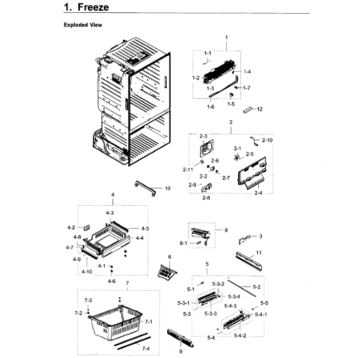 Freezer Diagram and Parts List for RF28HDEDPBC AA-04 Samsung Refrigerator