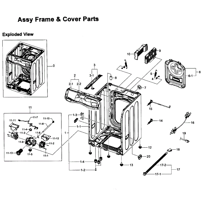 Frame Assembly Diagram and Parts List for WF457ARGSGR AA-01 Samsung Washer