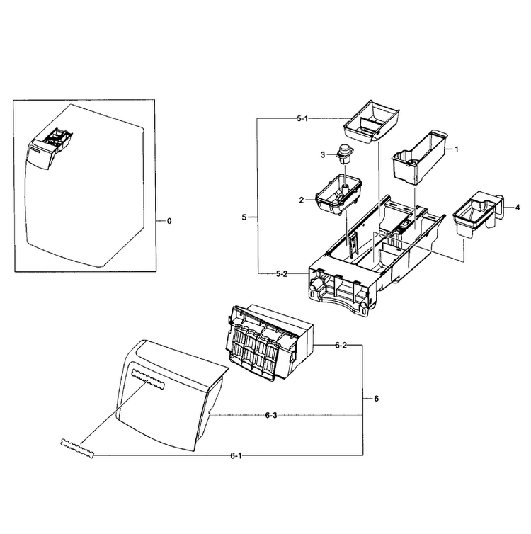 Drawer Assy Diagram and Parts List for WF435ATGJRA A1-0001 Samsung Washer
