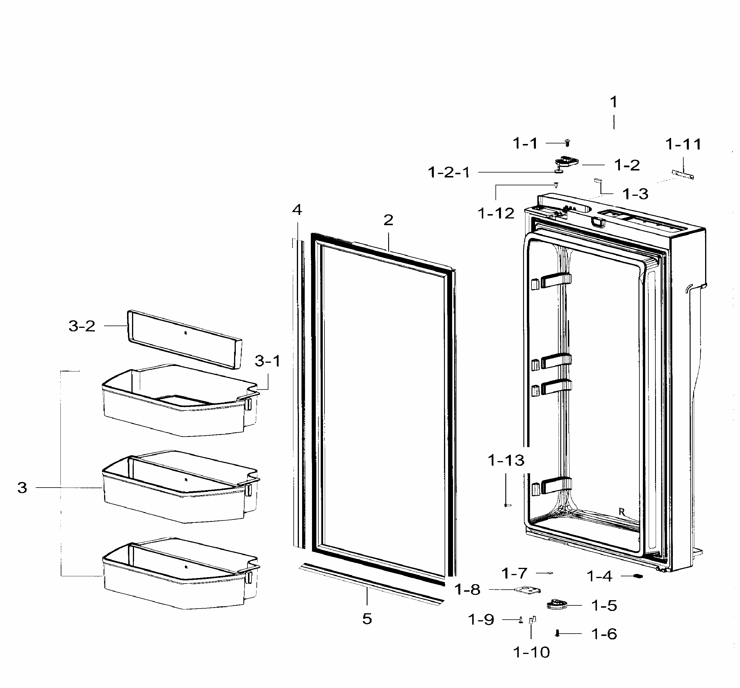Fridge Door Rt Diagram and Parts List for RF32FMQDBSR AA-0007 Samsung Refrigerator
