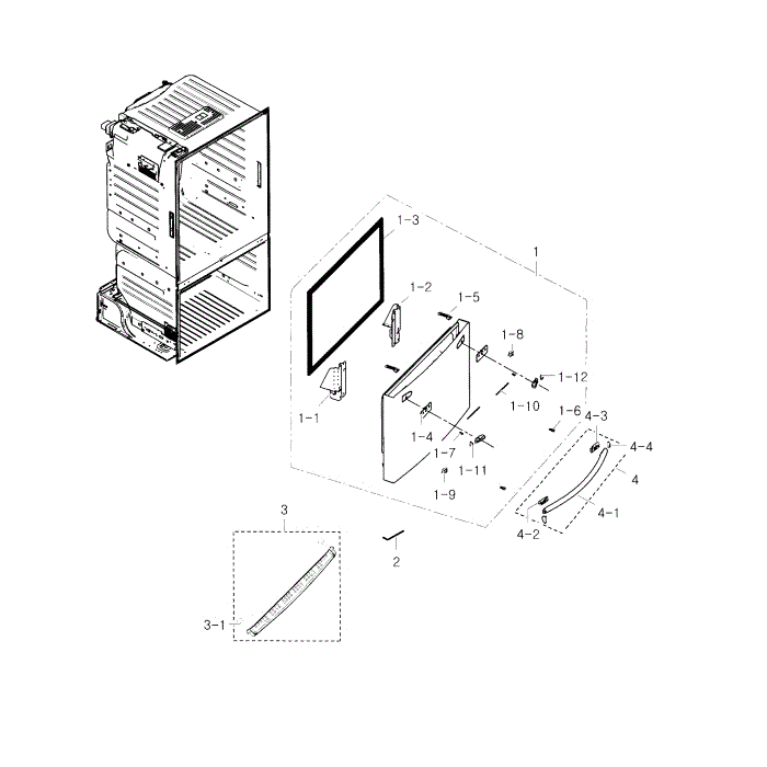 Freezer Door Diagram and Parts List for RF28HFEDBBC AA-02 Samsung Refrigerator