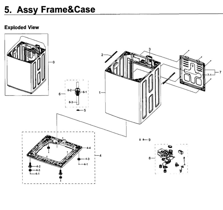 Frame Diagram and Parts List for WA50K8600AV A2-0011 Samsung Washer