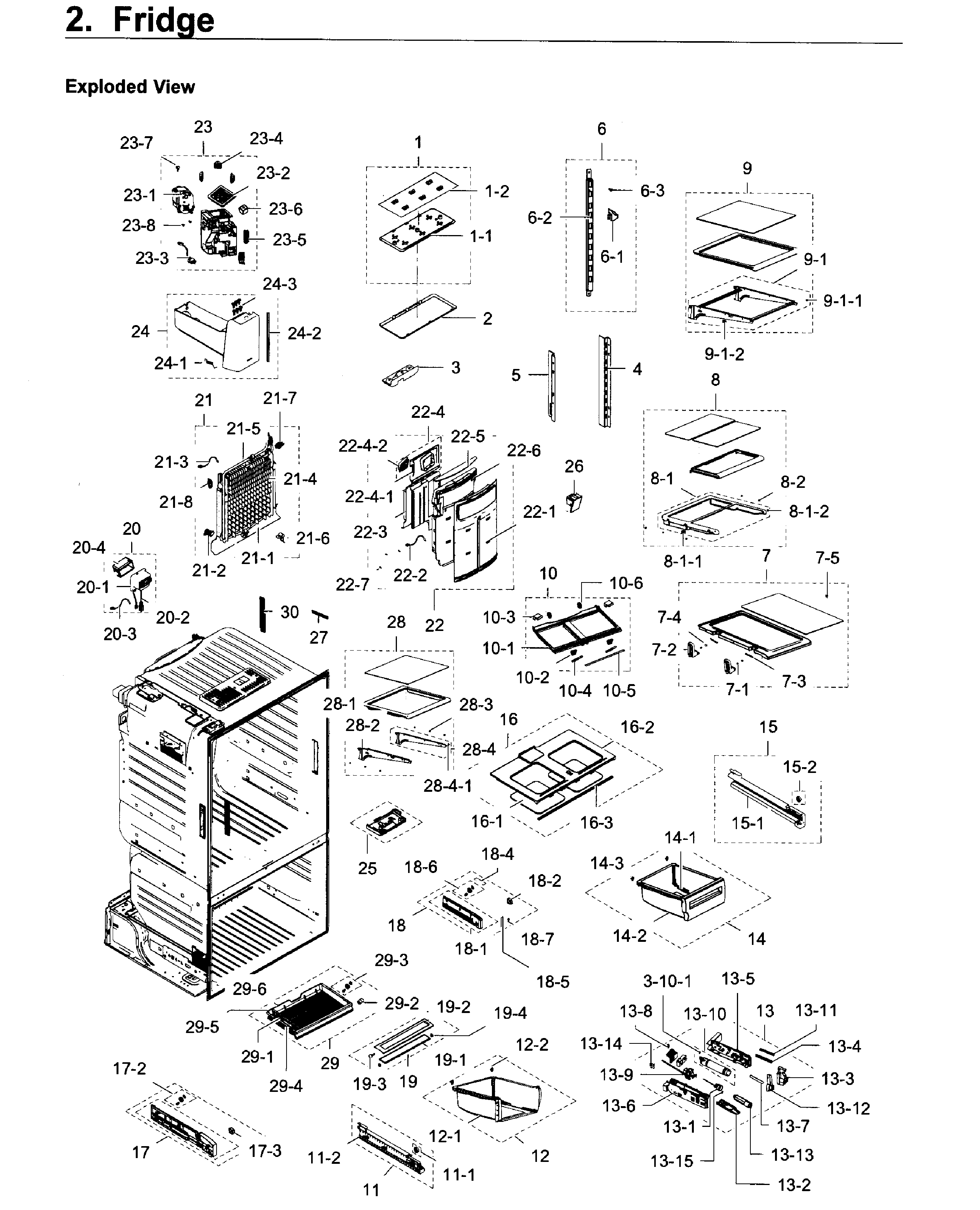 Fridge Diagram and Parts List for RF28HDEDPBC AA-0007 Samsung Refrigerator