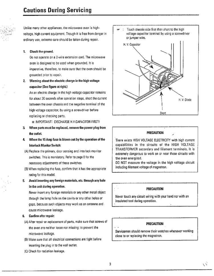 Cautions Diagram and Parts List for MW6350W XAA Samsung Microwave