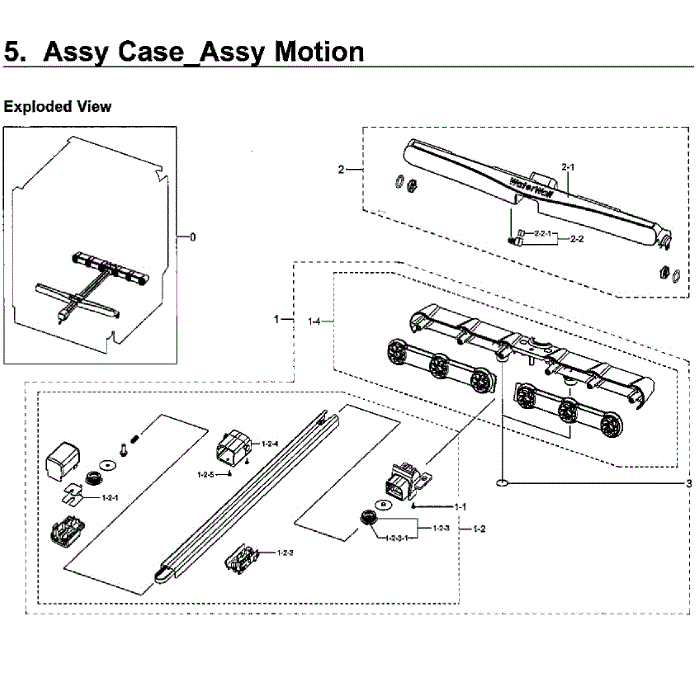 Motion Case Diagram and Parts List for DW80H9930US AA-01 Samsung Dishwasher