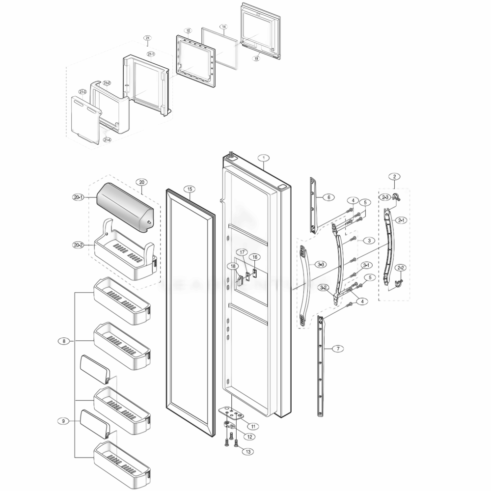 Refrigerator Door Diagram and Parts List for RS2577SW  Samsung Refrigerator