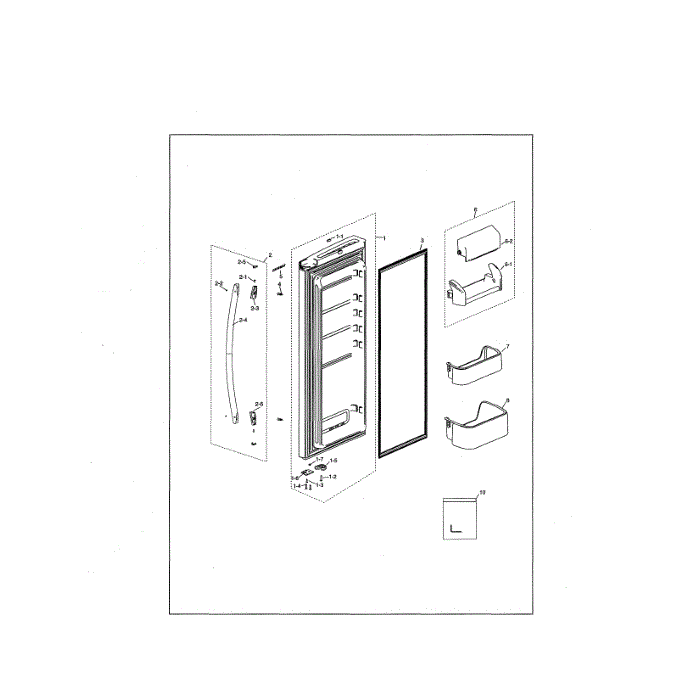 Right Fridge Door Diagram and Parts List for RF20HFENBSG US-00 Samsung Refrigerator
