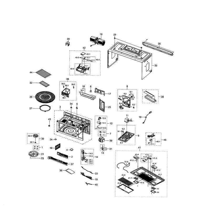 Cavity Assy Diagram and Parts List for ME21H706MQW AA-0000 Samsung Microwave