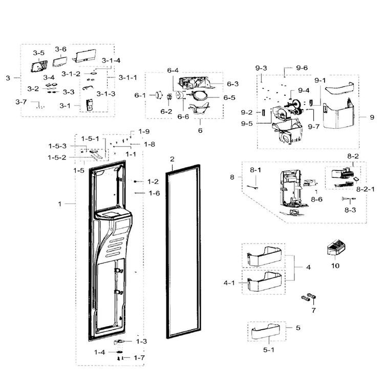 Left Door Diagram and Parts List for RH29H9000SR AA-0005 Samsung Refrigerator