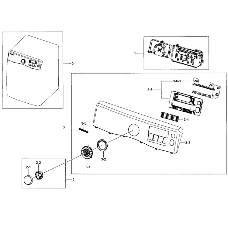 Control Panel Diagram and Parts List for DV393GTPAWR A1-0002 Samsung Dryer