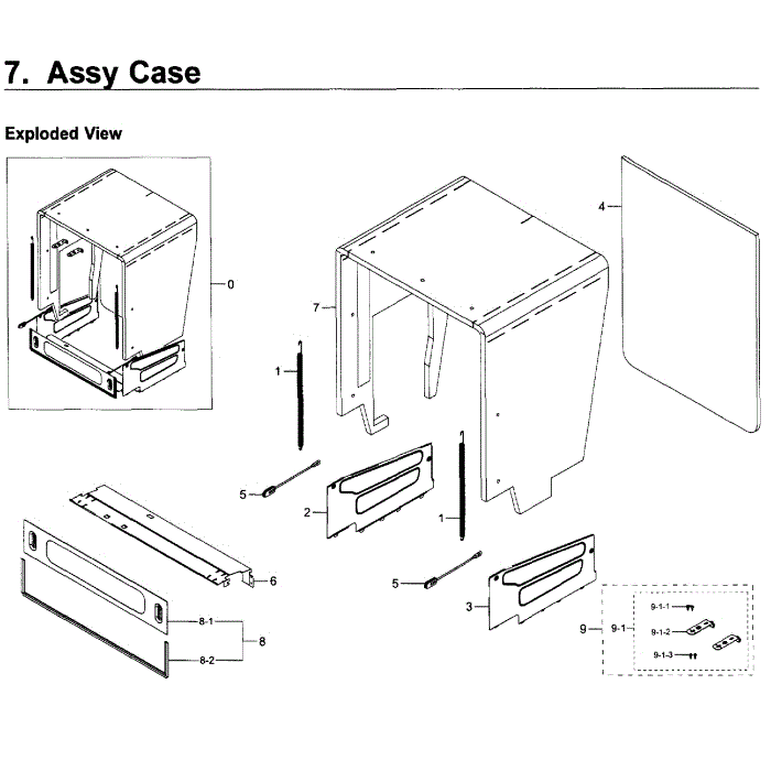 Case Diagram and Parts List for DW80K5050US AA-00 Samsung Dishwasher