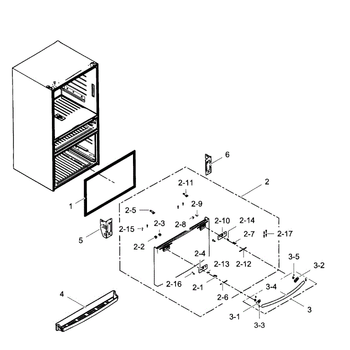 Freezer Door Diagram and Parts List for RF28HMEDBBC AA-07 Samsung Refrigerator