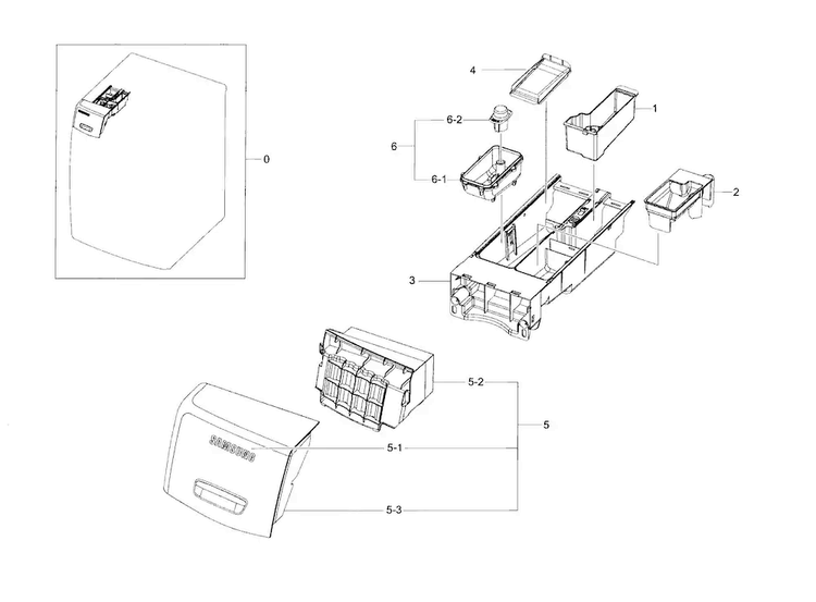 Drawer Diagram and Parts List for WF42H5200AF A2-0000 Samsung Washer