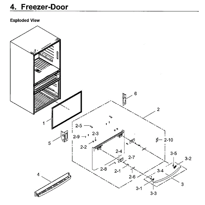 Freezer Door Diagram and Parts List for RF28HMEDBWW AA-09 Samsung Refrigerator