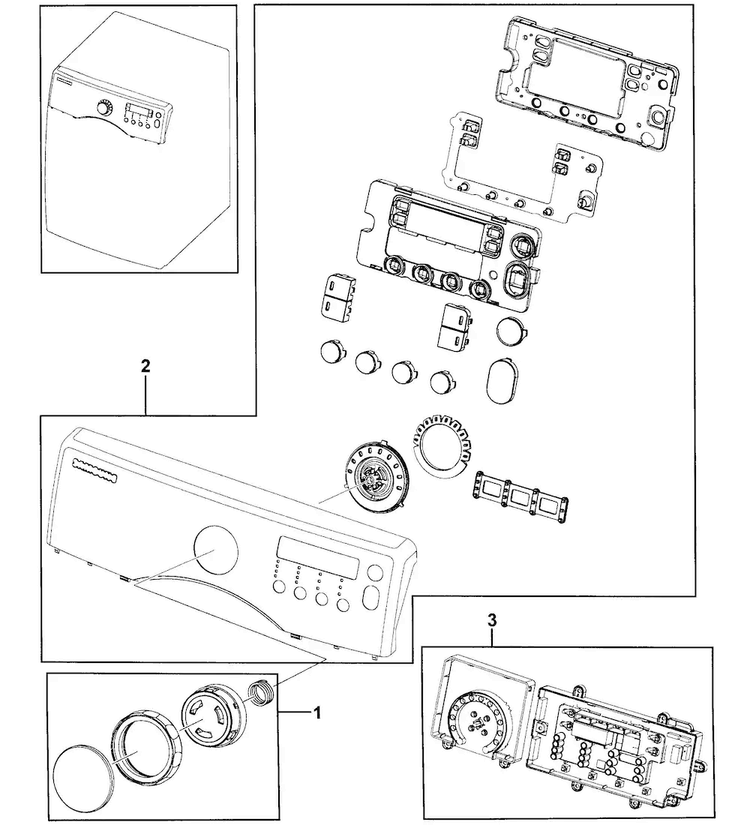 Control Panel Diagram and Parts List for DV331AGR XAA-0000 Samsung Dryer