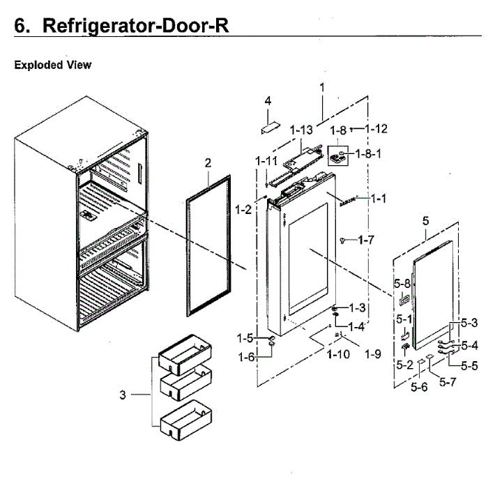 Fridge Door Rt Diagram and Parts List for RF23M8570SR AA-00 Samsung Refrigerator