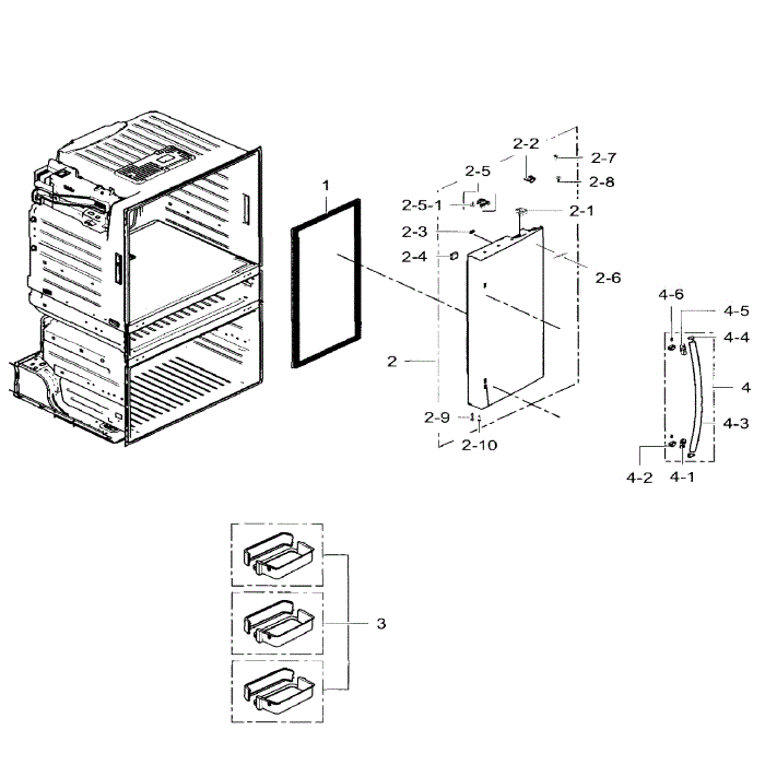 Right Door Diagram and Parts List for RF28HMEDBWW AA-07 Samsung Refrigerator