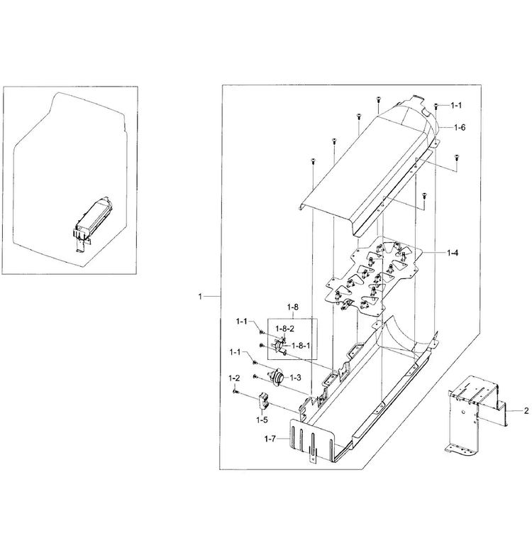 Duct Heater Diagram and Parts List for DV50F9A8EVW A2-0000 Samsung Dryer