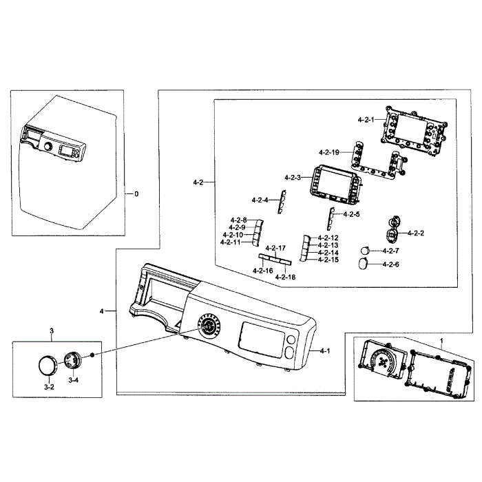 Control Panel Diagram and Parts List for WF435ATGJWR A1-02 Samsung Washer