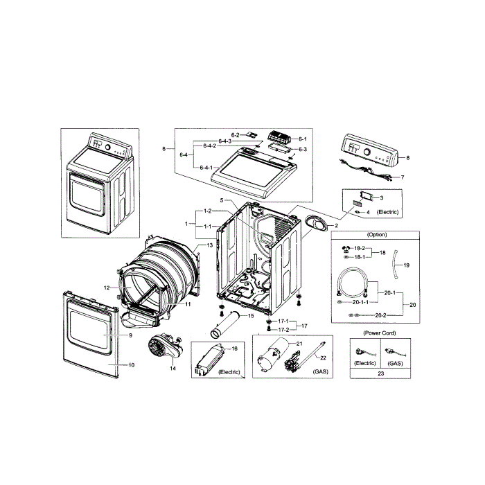 Main Assembly Diagram and Parts List for DV5471AGP XAA-00 Samsung Dryer