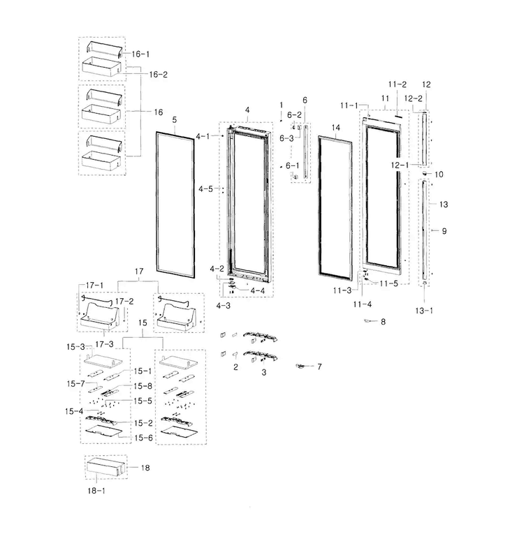 Fridge Door Diagram and Parts List for RH29H9000SR AA-0000 Samsung Refrigerator