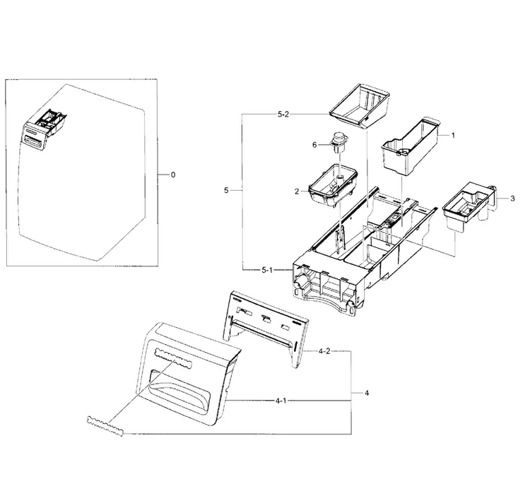 Drawer Diagram and Parts List for WF350ANW XAA-0001 Samsung Washer