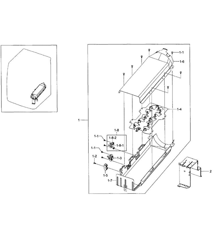 Heater Assy Diagram and Parts List for DV484ETHAWR A1-0001 Samsung Dryer