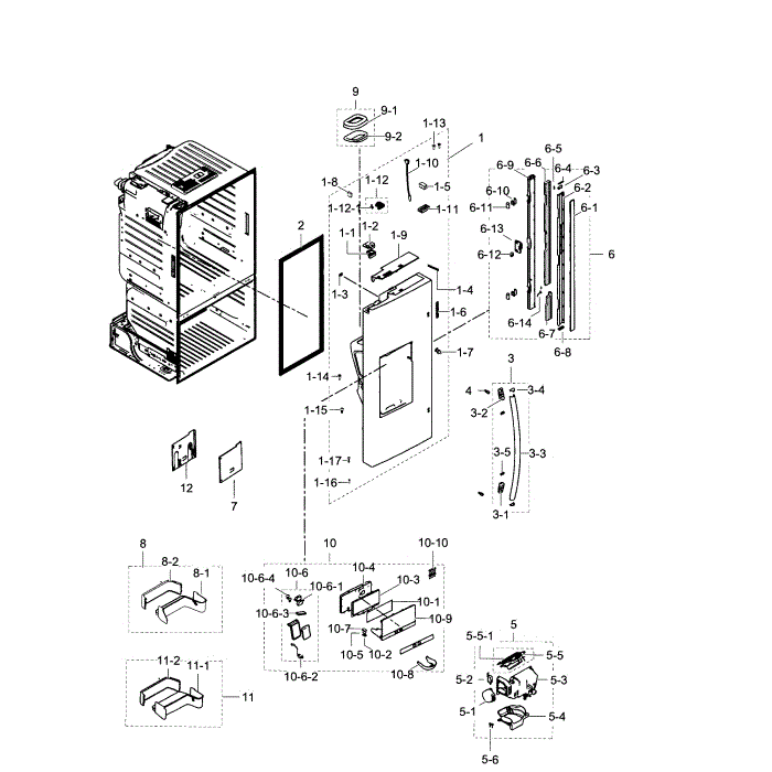Left Door Diagram and Parts List for RF28HDEDPBC AA-00 Samsung Refrigerator