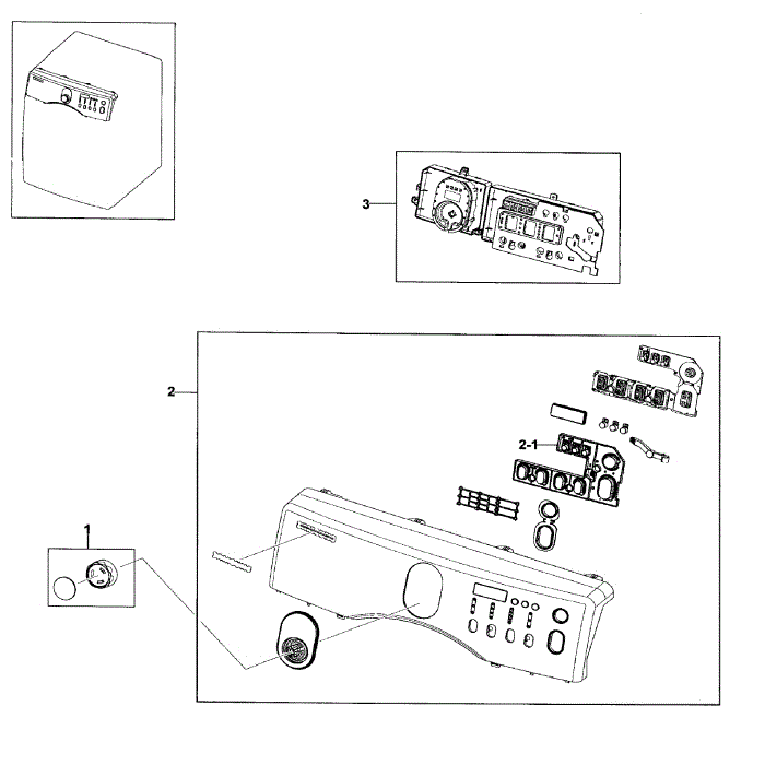 Control Panel Diagram and Parts List for DV219AEW XAA-01 Samsung Dryer