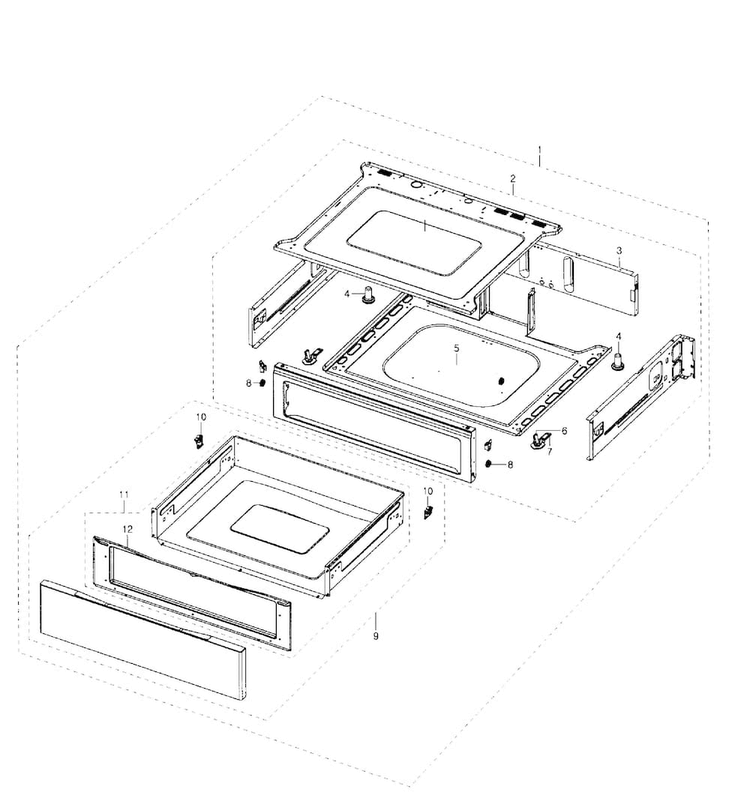 Drawer Diagram and Parts List for FER300SX XAA-0001 Samsung Range