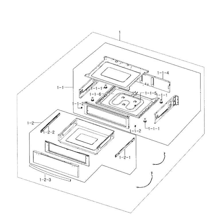Drawer Assy Diagram and Parts List for NE597R0ABSR AA-0001 Samsung Range