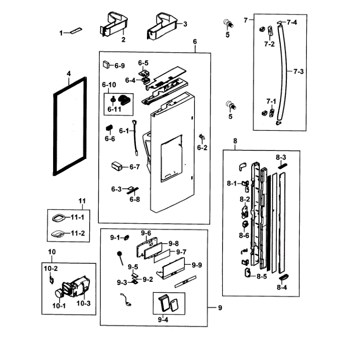 Refrigerator Door L Diagram and Parts List for RF28HMEDBBC AA-00 Samsung Refrigerator