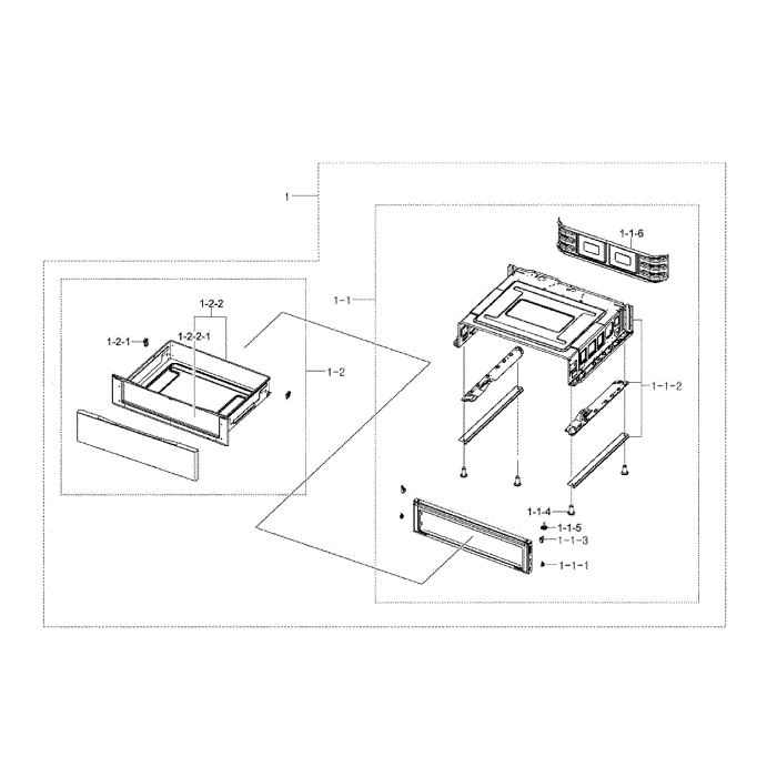 Drawer Diagram and Parts List for NE594R0ABSR AA-00 Samsung Range