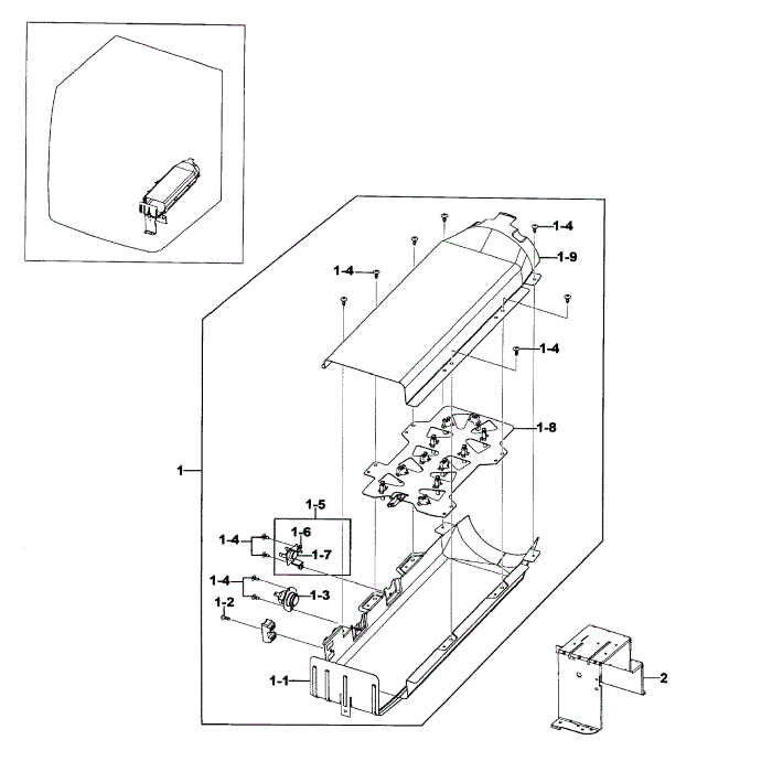 Heater Assembly Diagram and Parts List for DV395ETPAWR A1-00 Samsung Dryer