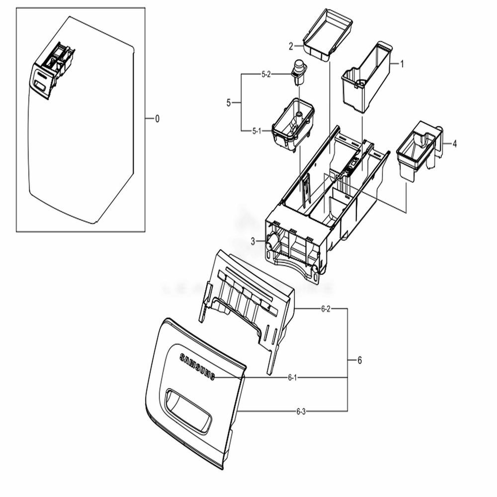 Assembly Drawer Parts Assembly Drawer Diagram and Parts List for WF45N5300AW (US)(0000) Samsung Washer