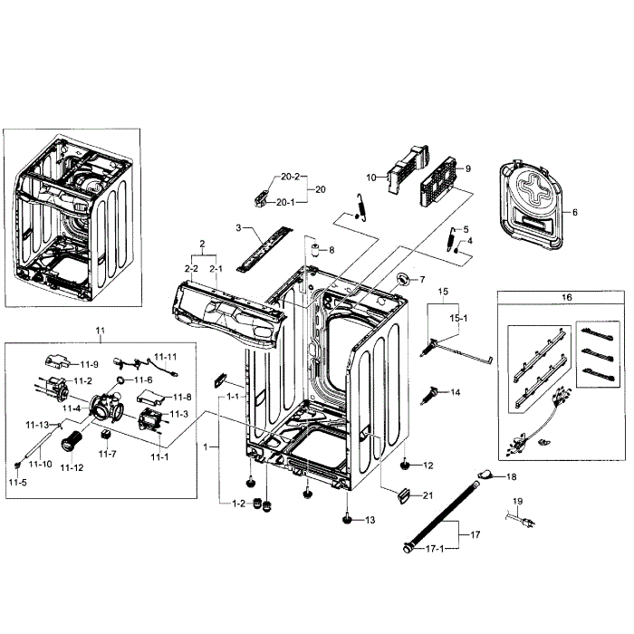 Frame Diagram and Parts List for WF520ABW XAA-06 Samsung Washer