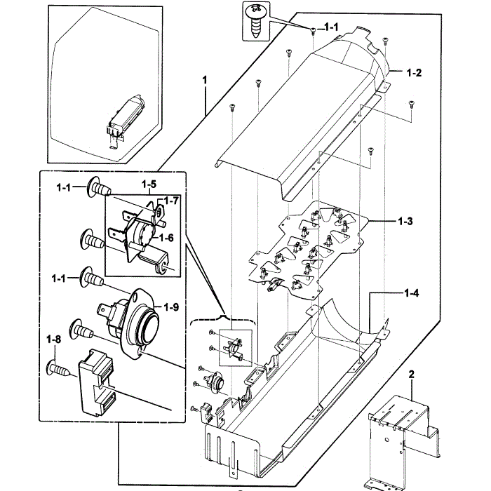 Heater Diagram and Parts List for DV219AEW XAA-00 Samsung Dryer