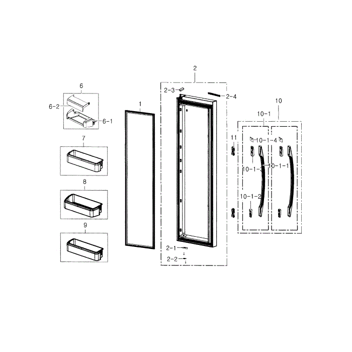 Fridge Door Diagram and Parts List for RS22HDHPNBC AA-00 Samsung Refrigerator