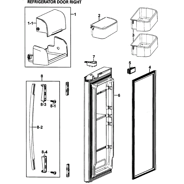 Right Door Diagram and Parts List for RF26VACWP XAA-00 Samsung Refrigerator