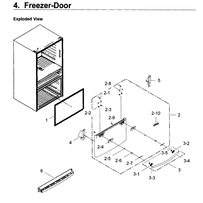 Freezer Door Diagram and Parts List for RF22KREDBSR AA-02 Samsung Refrigerator