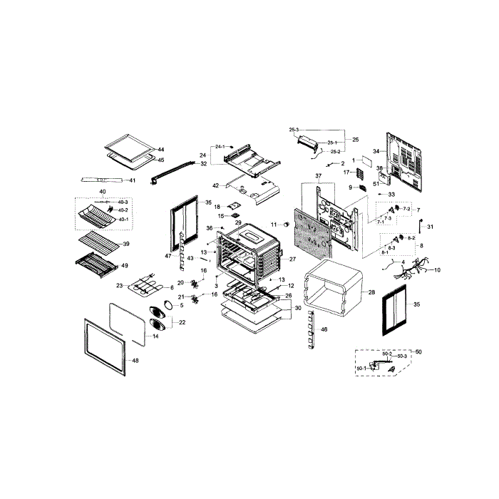 Main Assembly Diagram and Parts List for NE58F9710WS AA-01 Samsung Range