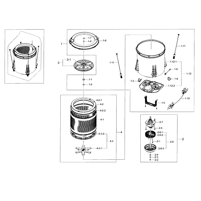 Tub Diagram and Parts List for WA400PJHDWR AA-02 Samsung Washer