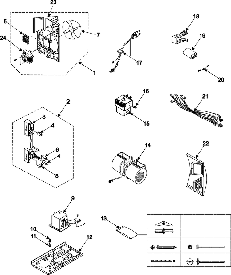 Internal Control/latch Asy/base Diagram and Parts List for SMH7178STE XAA Samsung Microwave