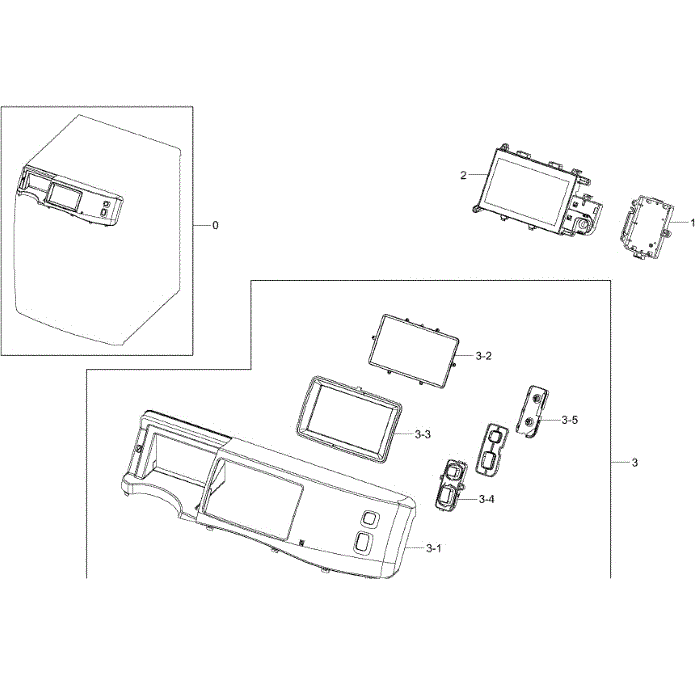 Control Panel Diagram and Parts List for WF457ARGSGR A2-00 Samsung Washer
