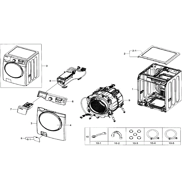 Main Assembly Diagram and Parts List for WF393BTPARA A1-00 Samsung Washer