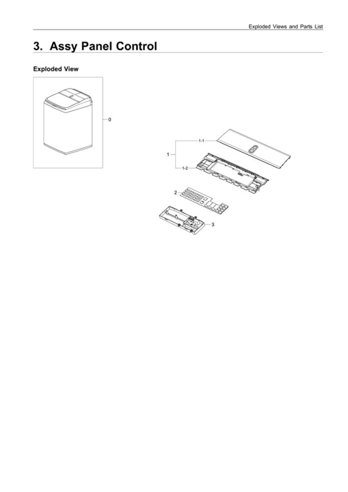 Control Panel Assembly Diagram and Parts List for WA50K8600AW AA-00 Samsung Washer