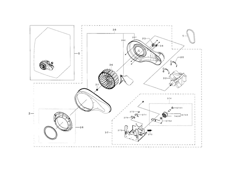 Motor Diagram and Parts List for DV331AEW XAA-0003 Samsung Dryer