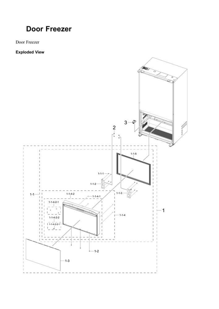 Freezer Door Diagram and Parts List for RF23BB820012 AA-00 Samsung Refrigerator