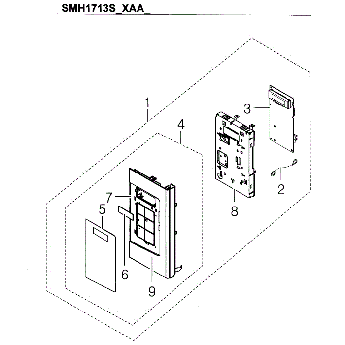 Control Diagram and Parts List for SMH1713S XAA-01 Samsung Microwave Oven Combo