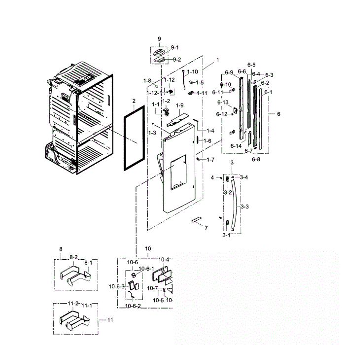 Fridge Door L Diagram and Parts List for RF28HFEDBWW AA-01 Samsung Refrigerator